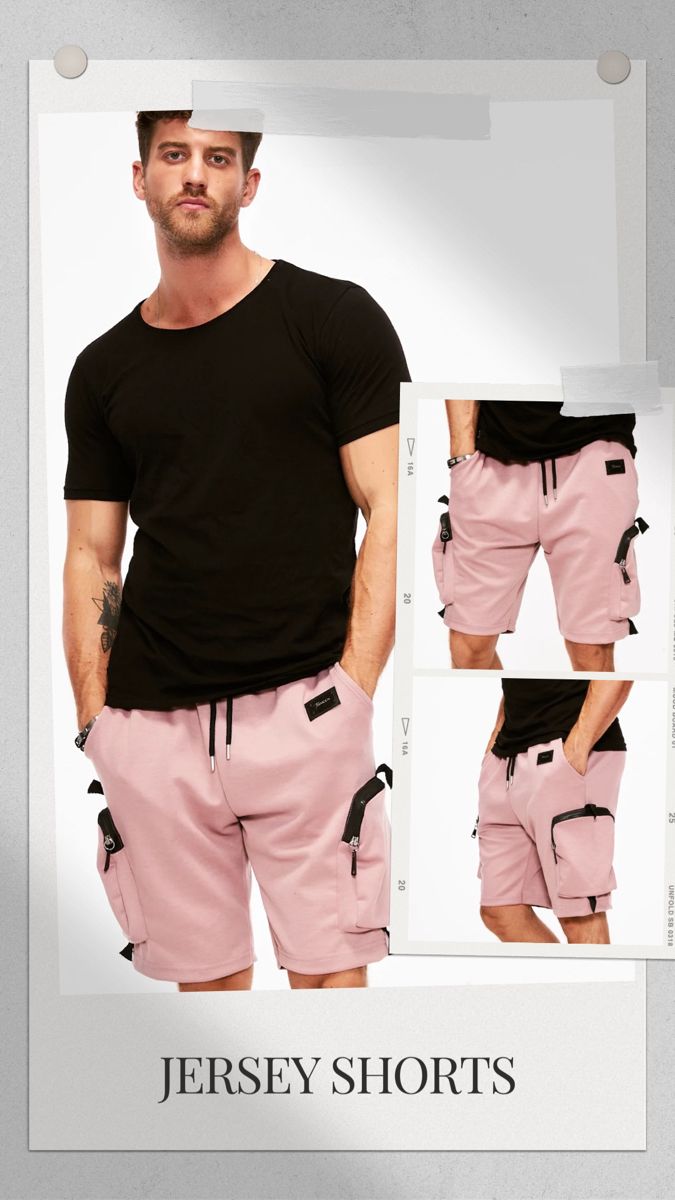 Men's Pink Jersey Shorts Men's Shorts, Jersey Shorts, Brand Logo, ? Logo, Man Shop, Pockets, Sneakers, Summer, Pink