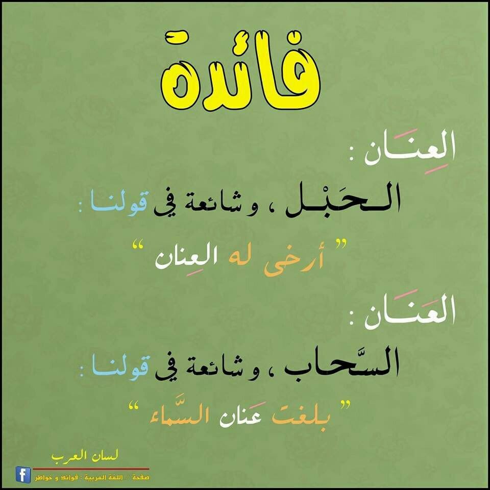 فائدة لغوية الفرق بين الع ن ان و الع ن ان Words Learning Arabic Learn Arabic Language