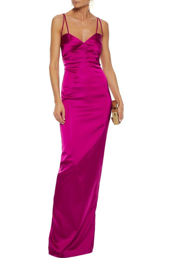 Behati open-back stretch-satin gown (With images) | Satin gown, Simple dresses, Gowns