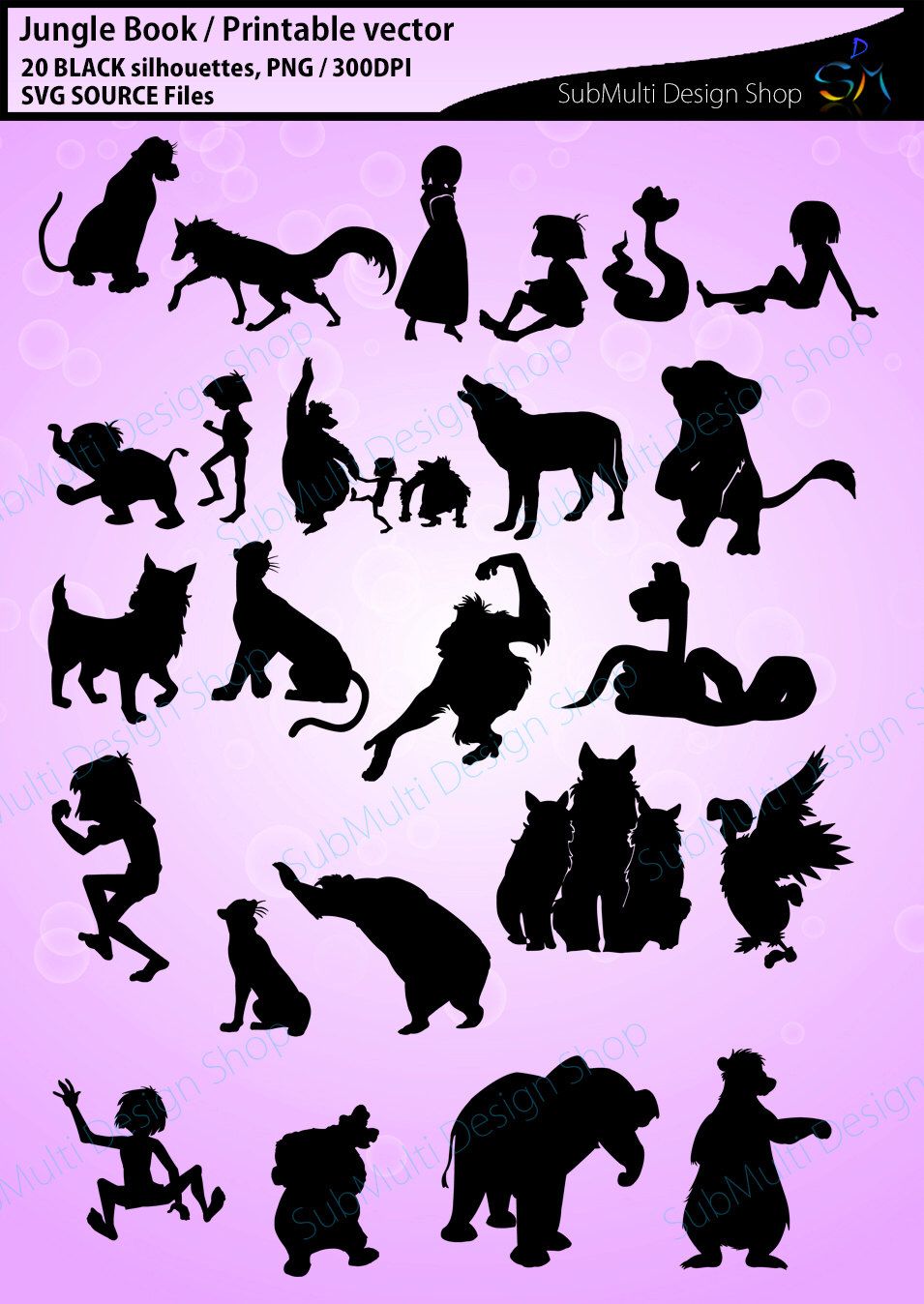 20 Jungle Book svg / Jungle book silhouette / vinyl / High ...
