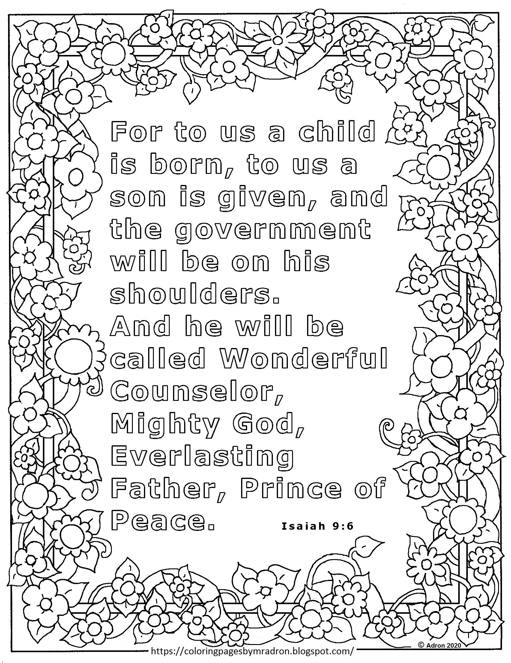 Free Isaiah 9 6 Print And Color Page For Advent Bible Verse Coloring Page Bible Verse Coloring Free Prints