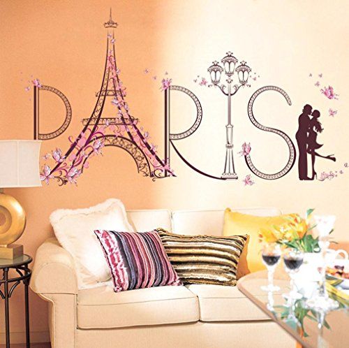 Wall Stickers Paris Eiffel Tower Romantic Vinyl Decals Mural Art Home Decoration