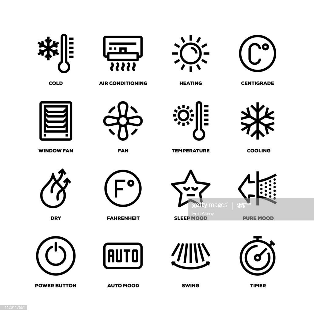 Air Conditioning Line Icons | Line icon, Heating and air conditioning