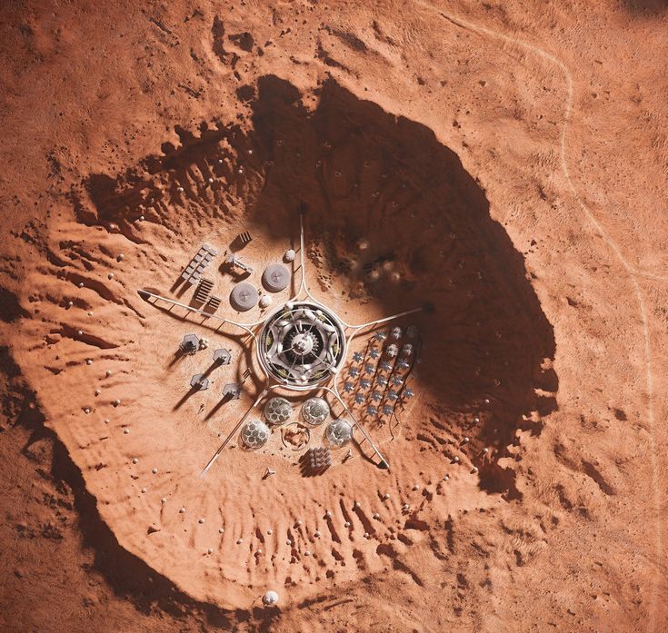 Mars Base Alpha in a crater by Anastasia Volyk & Vladyslav Lysenko