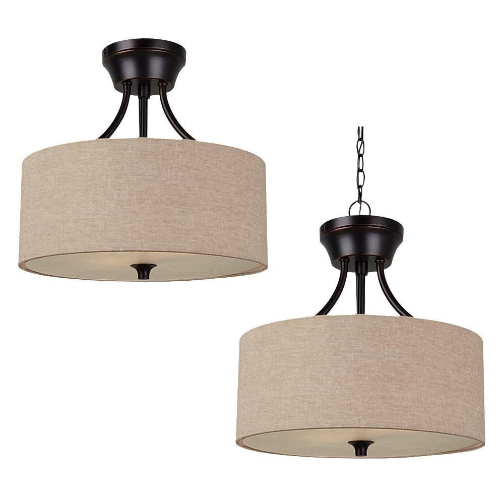 fluorescent stirling two light semi flush pendant in burnt sienna
