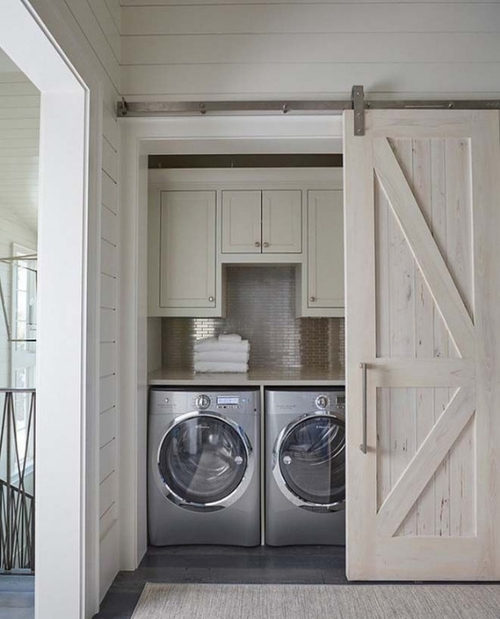 Fully Custom Laundry Sliding Barn Door In Laundry Room Closet Small Laundry Room