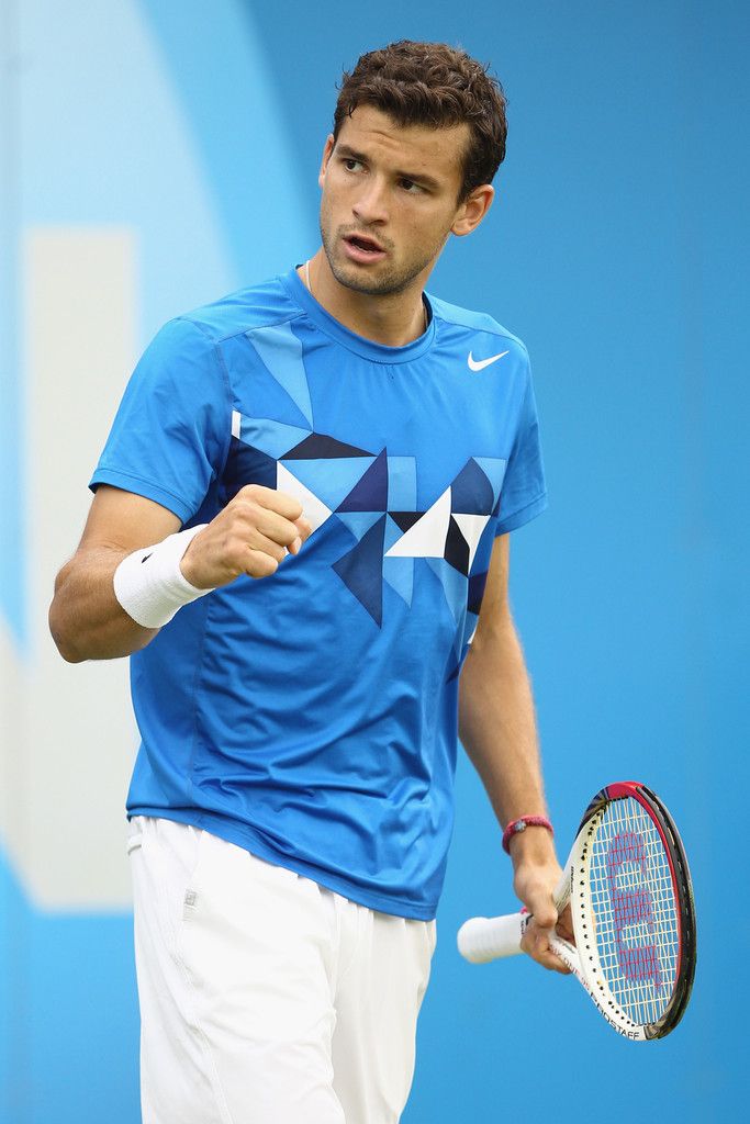 Tennis - Grigor Dimitrov of Bulgaria celebrates break point during his ...