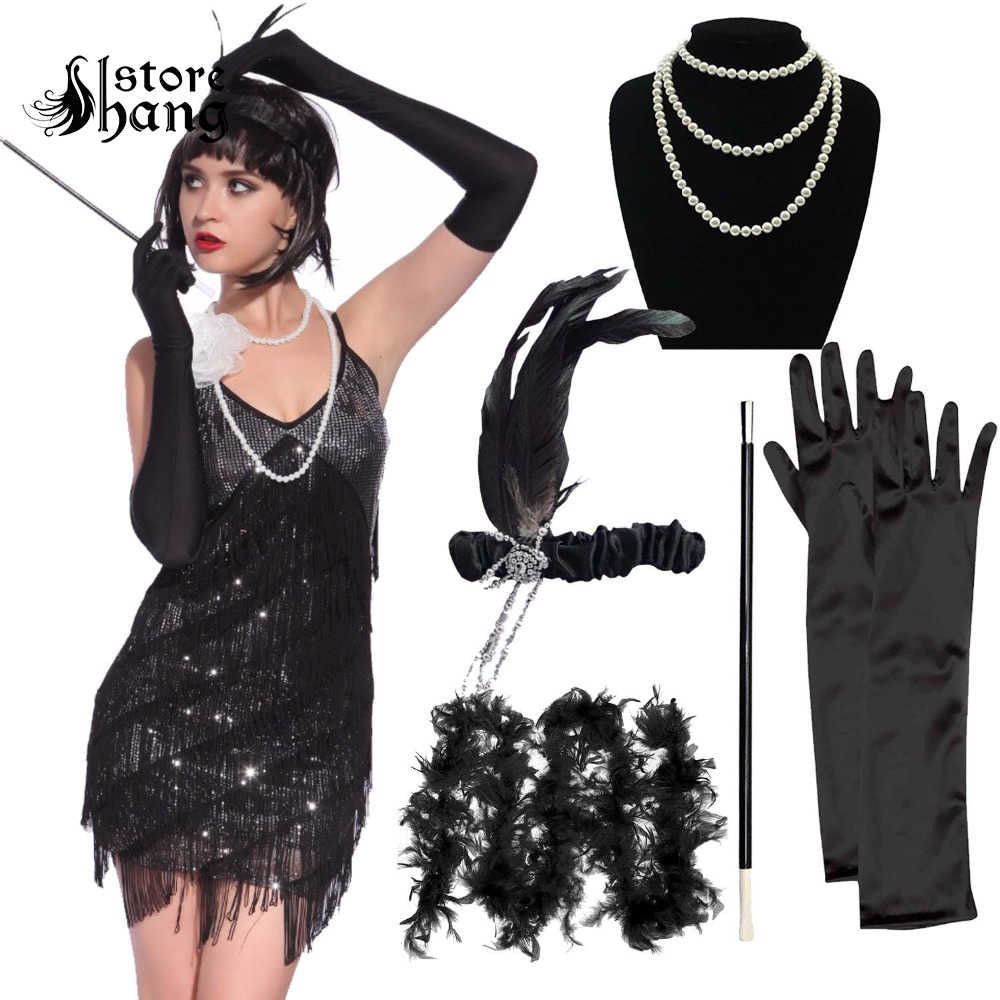 Fancy Dress Accessory Long Black Gloves Burlesque Flapper 1920