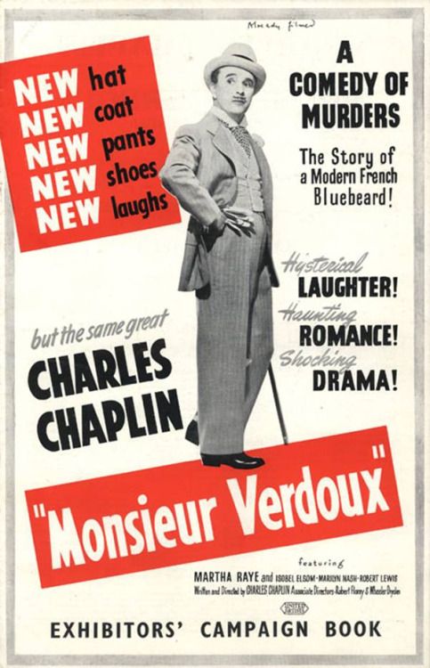 MONSIEUR VERDOUX MOVIE POSTER Charlie Chaplin VINTAGE 2