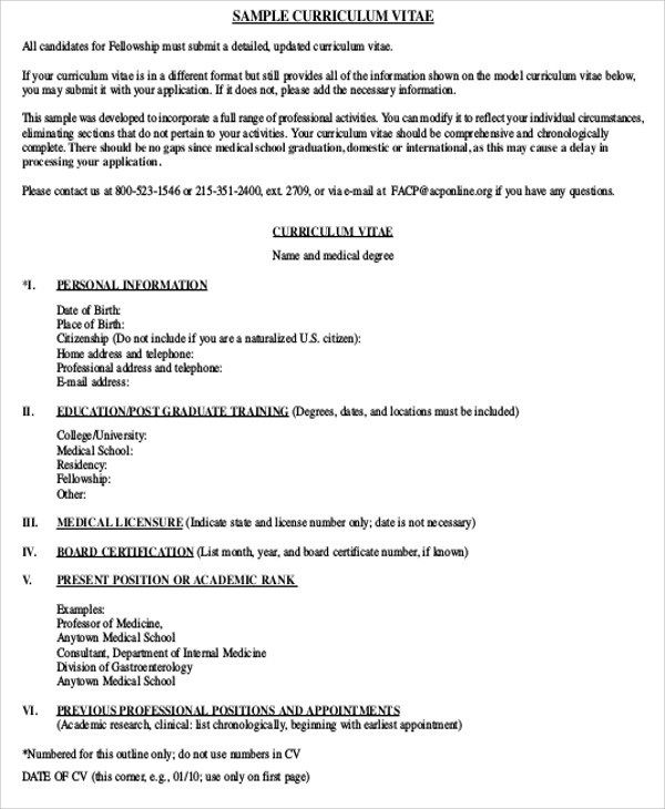 Free 7 Medical Student Cv Samples In Ms Word Pdf Medical Assistant 