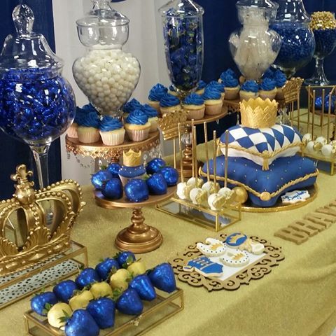 Blue and gold Prince baby shower decorations Royalty baby