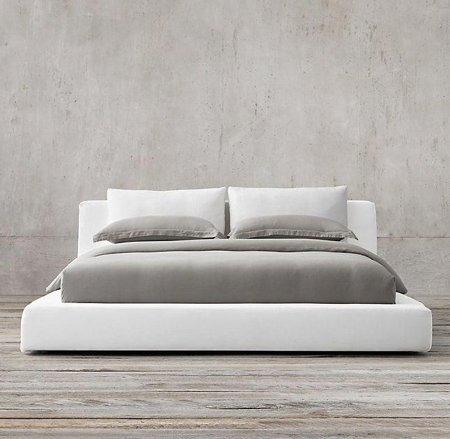 Cloud Platform Slipcovered Bed whitebedroomfurniture