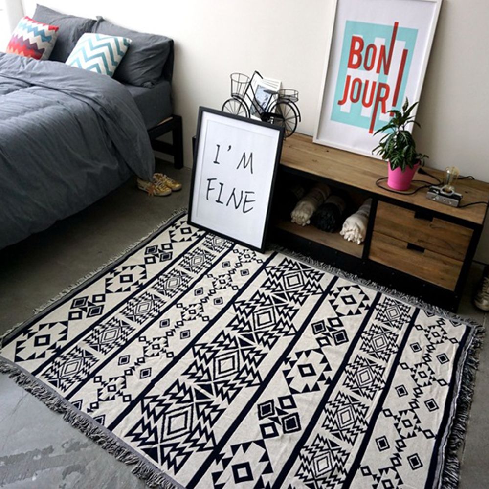 Cotton Throws For Sofas And Chairs Baci Living Room Yazi Black White 100 Cotton Blanket Diffe Two Faced Crochet Thread Throw Sofa Chair