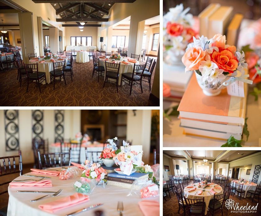 Aliso Viejo Country Club Wedding Peach And Light Blue Colors With Aliso Viejo Country Club Wedding Peach And Light Blue Colors With Books Tea Cups