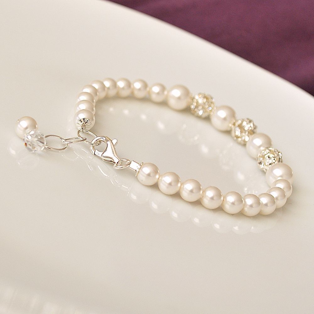 Bridal Bracelet Pearl Swarovski Rhinestone Bridal Bracelet Rhinestone Pearl Wedding White For The Bride Bridesmaid Jewellery 46 00 Via Etsy
