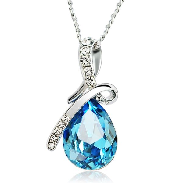 Sparking Waterdrop Rhinestoned Pendant Necklace For Women Crystal Fashion Jewelry Necklaces Drop - Swarovski Water Drop Pendant Necklace