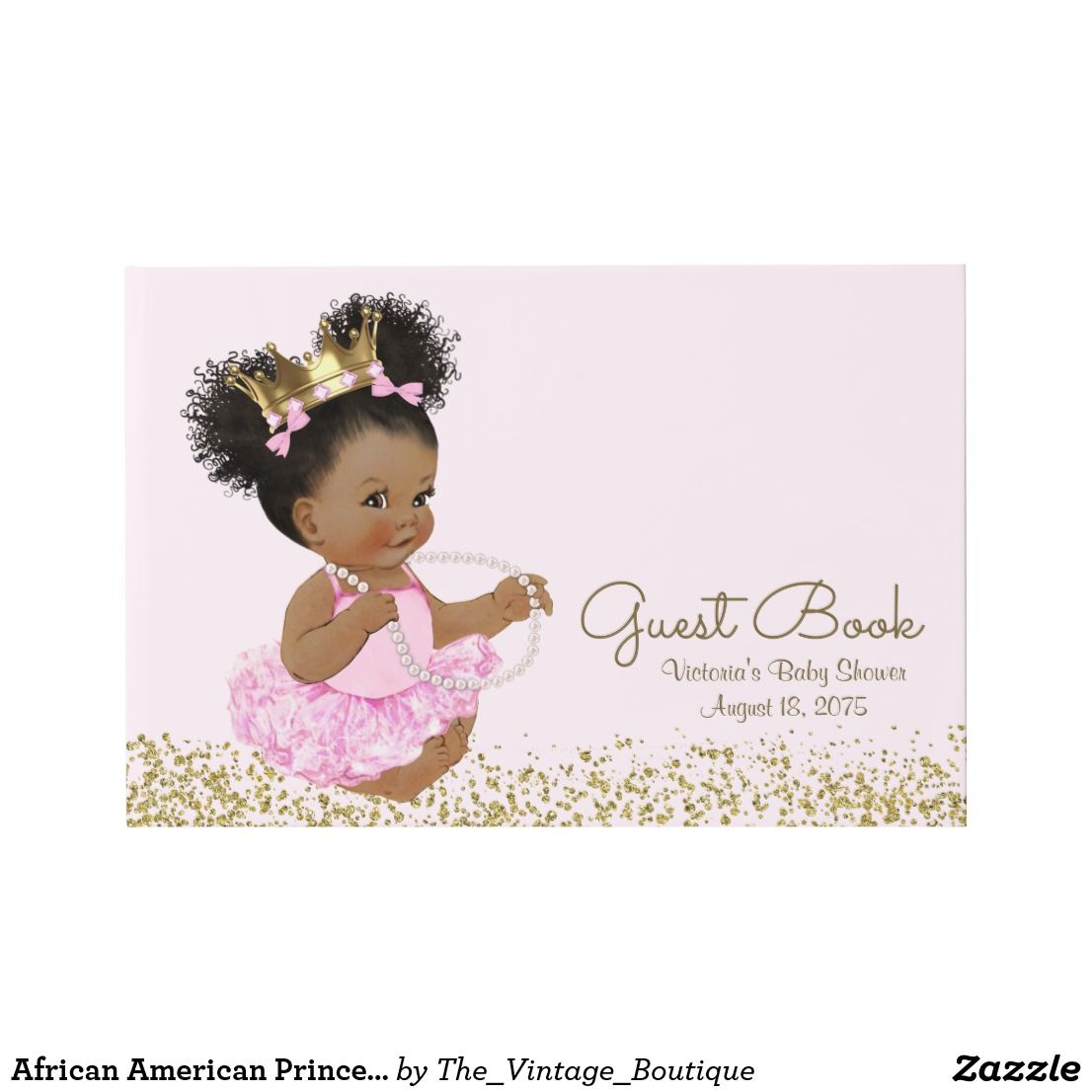 African American Princess Baby Shower Guest Book in 2020