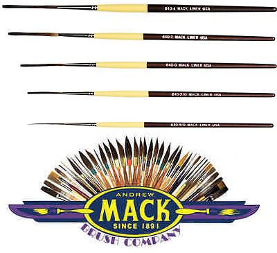 Mack 840 Synthetic Squirrel Hair Outliner Pinstriping Brush Size #4//0-4 OR Set