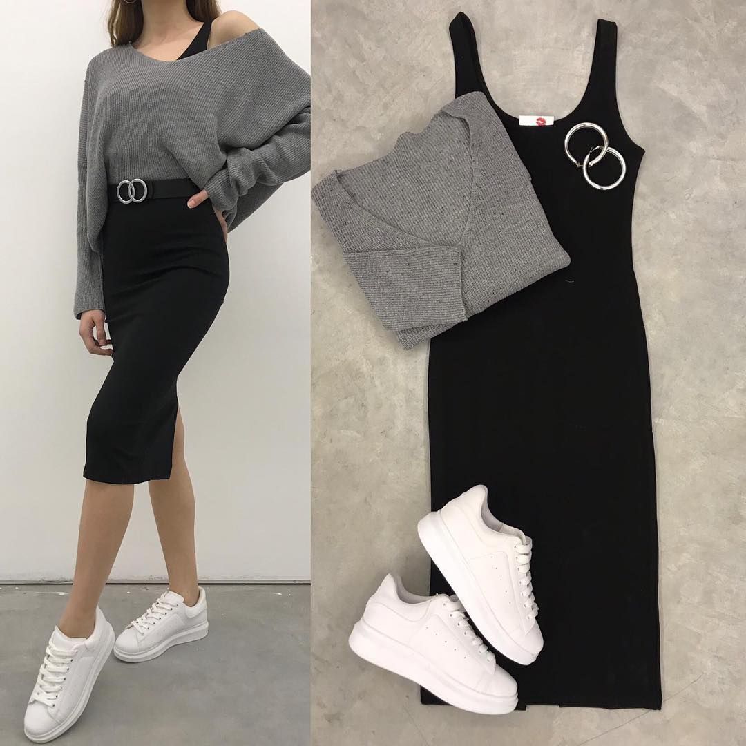 Sence Celik Interlok Elbise 59 99tl Kazak 49 99tl Kemer 24 99tl 3lu Kombin 119 99tl Ayakkabi 79 99tl Www Ma Casual Style Outfits Fashion Causual Outfits
