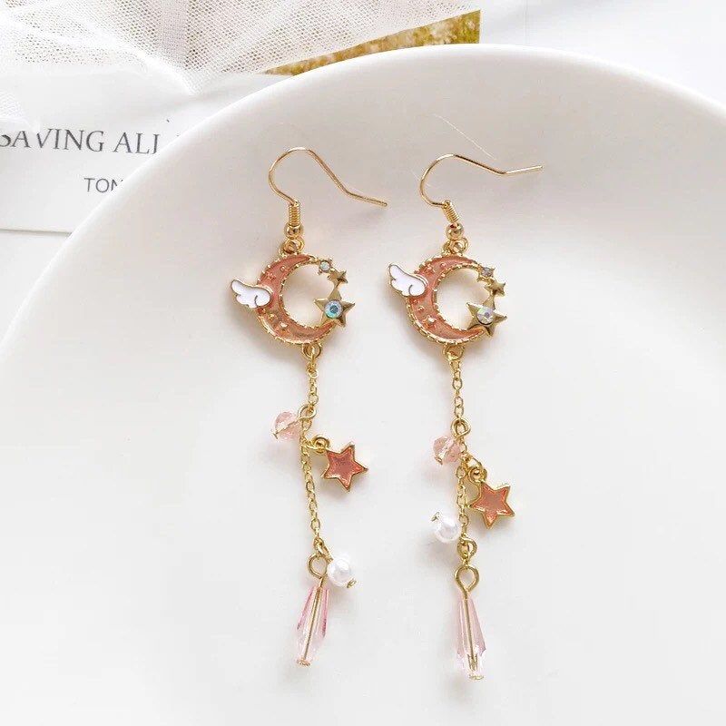 Clip-on Earrings Angle Wing Dangle Gold or Silver Tone Hoop Clip Earrings Clip-on Earrings Angle Wing Dangle Gold or Silver Tone Hoop Clip Earrings