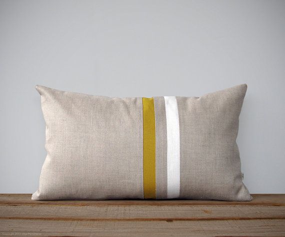 Mustard Yellow and Cream Striped Pillow 12x20 Modern Home Bodeguita Casamance | Stylish pillows, Decorative cushions