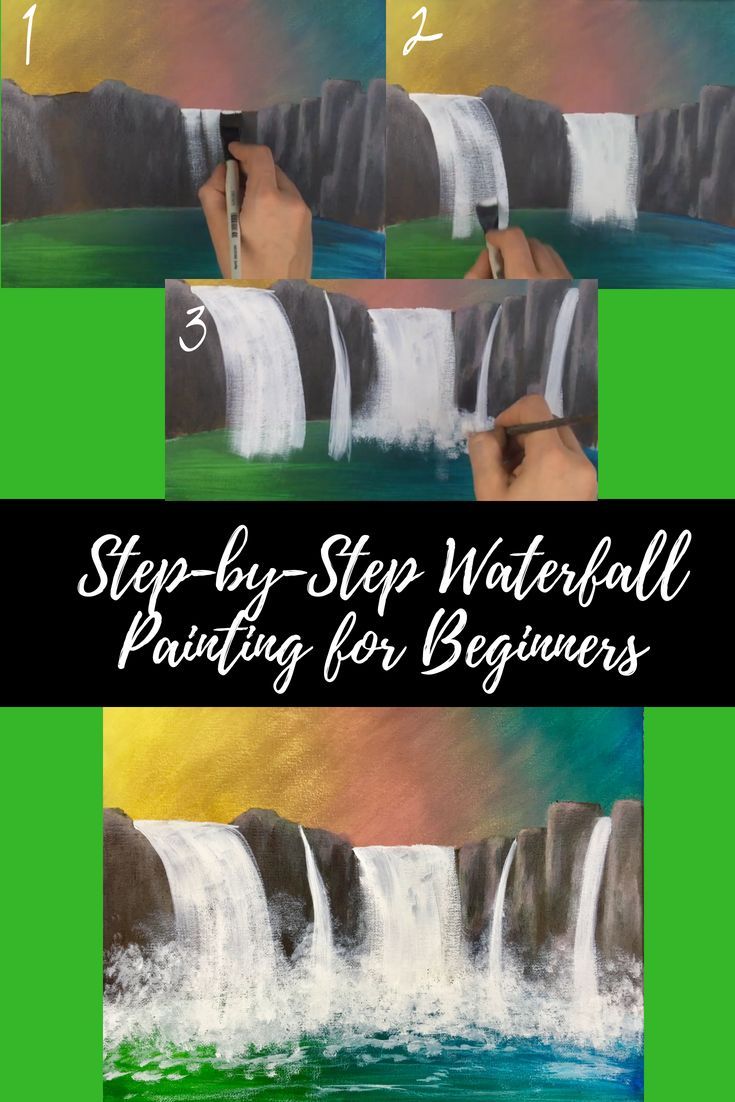 Easy Waterfall Painting - Step By Step Waterfall Step by Step Acrylic Painting Tutorial for Beginners | Easy
