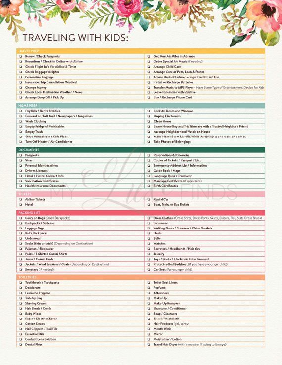 summer vacation traveling with kids checklist printable travel with