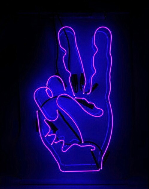 photo Neon Blue Aesthetic Peace Sign neon signs neon art