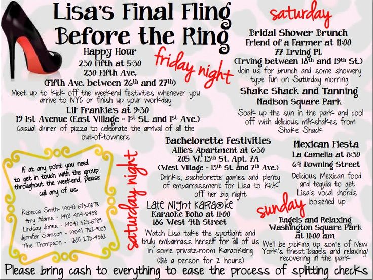 Bachelorette Party Itinerary Template Google Search