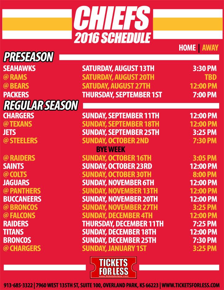 Printable 2024 Chiefs Schedule