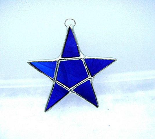 Pentagram Suncatcher Beveled Glass Star Pentacle