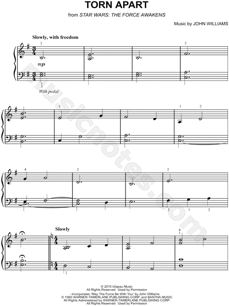 torn apart sheet music from star wars episode vii the force awakens star wars music sheets