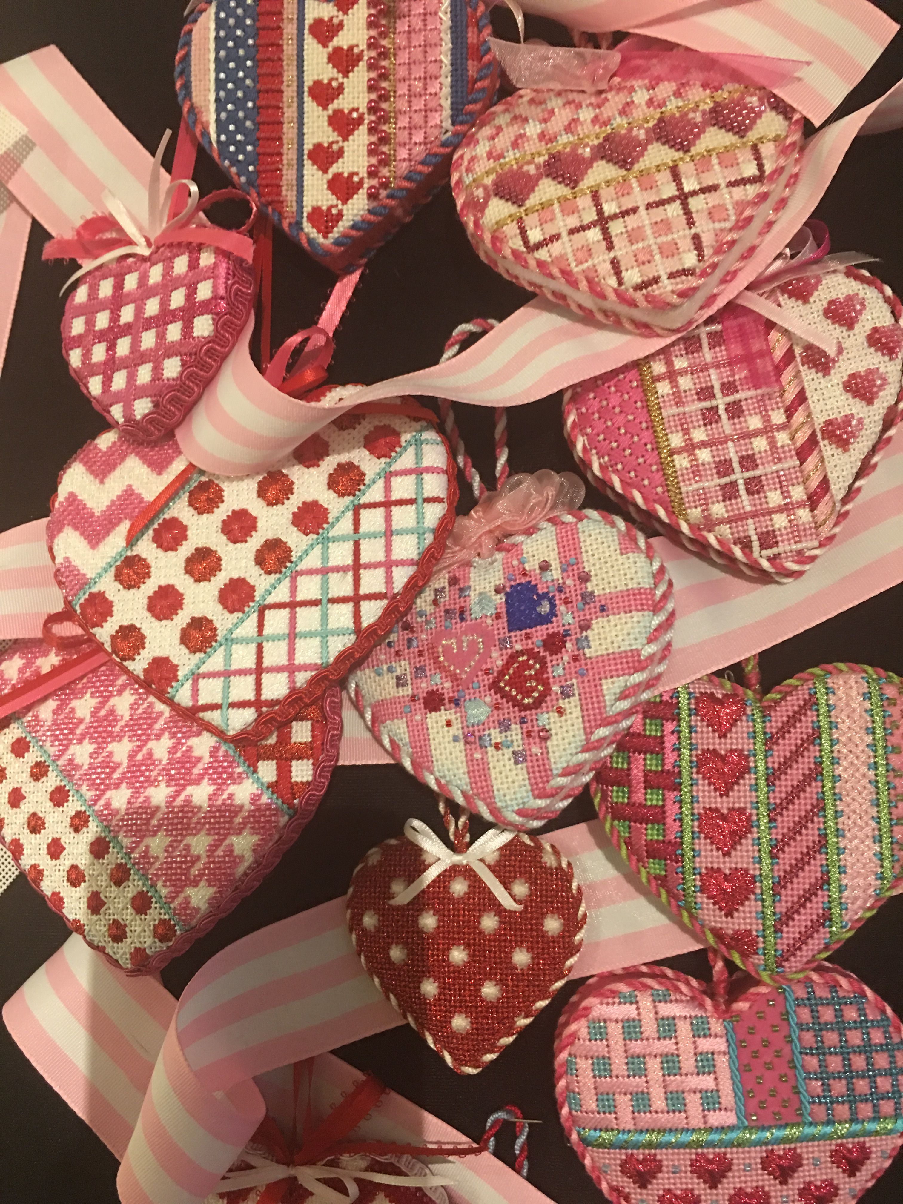 Associated Talents needlepoint hearts | Needlepoint designs, Bargello
