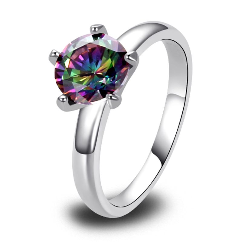 Solitare Women Banquet Round Cut Morganite Gemstone Silver Ring Size 6 7 8 9 10 Solitare Women Banquet Round Cut Morganite Gemstone Silver Ring Size 6 7 8 9 10