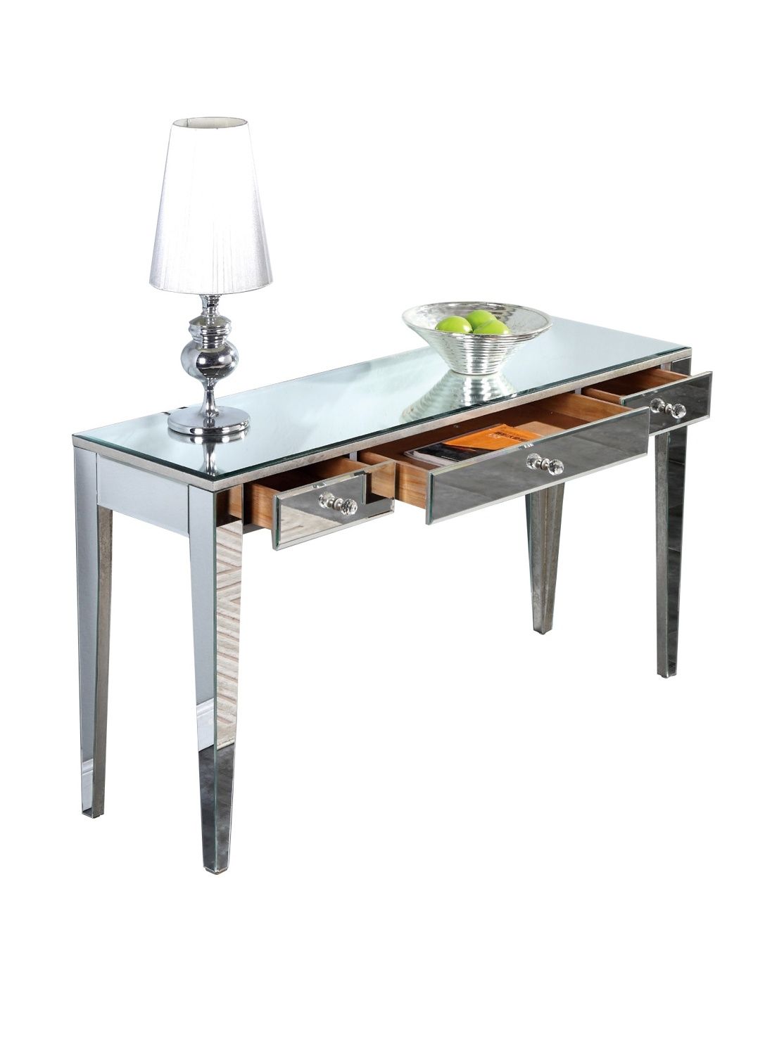 Mirage 3 Drawer Mirrored Desk Silver Leaf At Myhabit Mod F Mirage 3 Drawer Mirrored Desk Silver Leaf At Myhabit