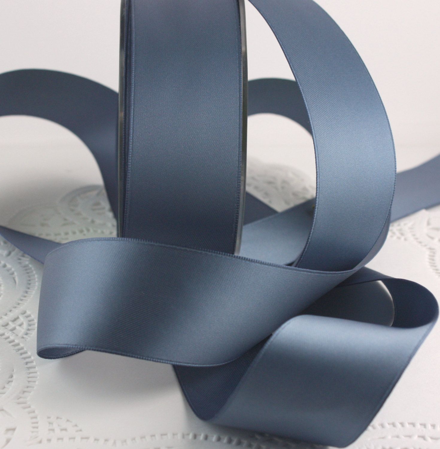 4/" WIDE SWISS DOUBLE FACE SATIN RIBBON SILVER BY THE YARD