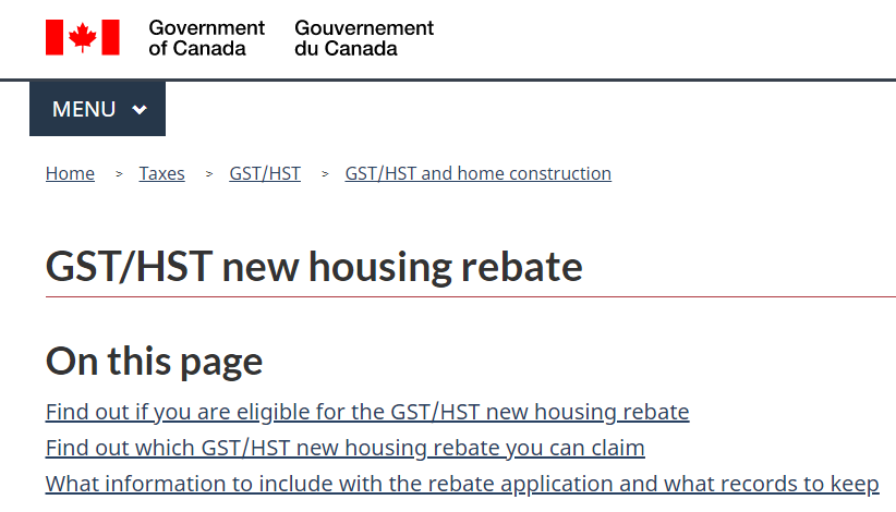 GST HST New Housing Rebate Rebates House With Land Home Construction