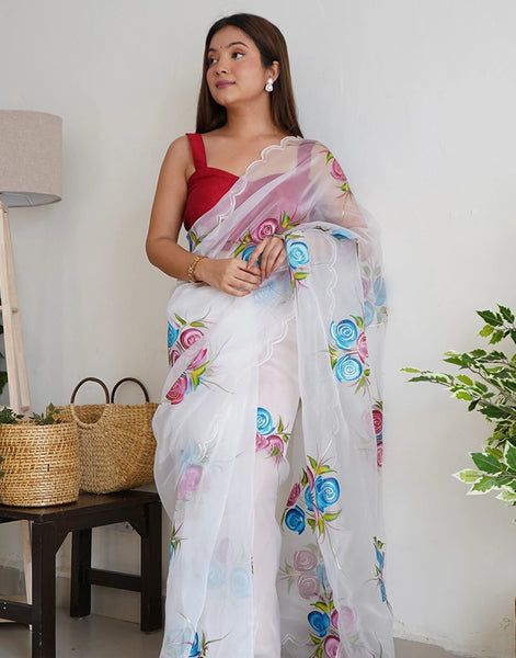 Type: Saree Saree Color: White Blouse Color: White Saree Length: 5.5 Mtrs Blouse Length: 0.80 Mtrs Fabric: Organza Work: Hand Work, Foil Work, Cut Work Care instruction: Dry clean only White Saree, Organza Saree, Cut Work, Work Sarees, Sari, Blouse, Length, Foil, Instruction