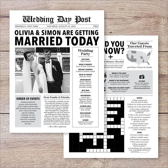 Newspaper Wedding Program Template Editable Wedding Infographic newspaper-wedding-program-template-editable-wedding-infographic