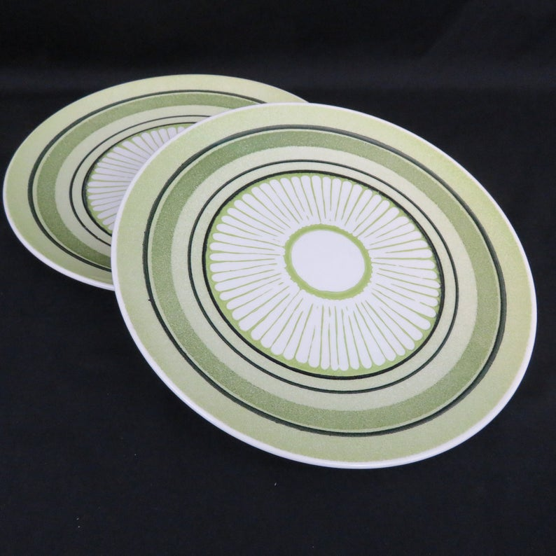 Taylor Ironstone Green Span Plates Set Of 3