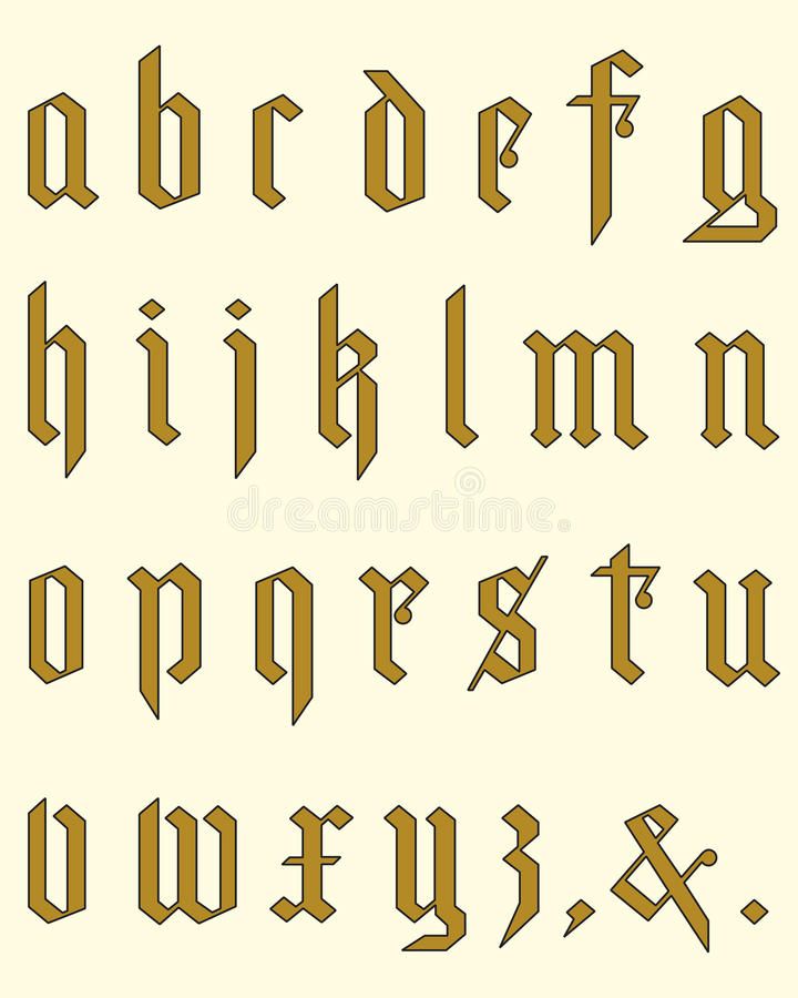 Alfabeto gótico stock de ilustración | Gothic alphabet, Typography