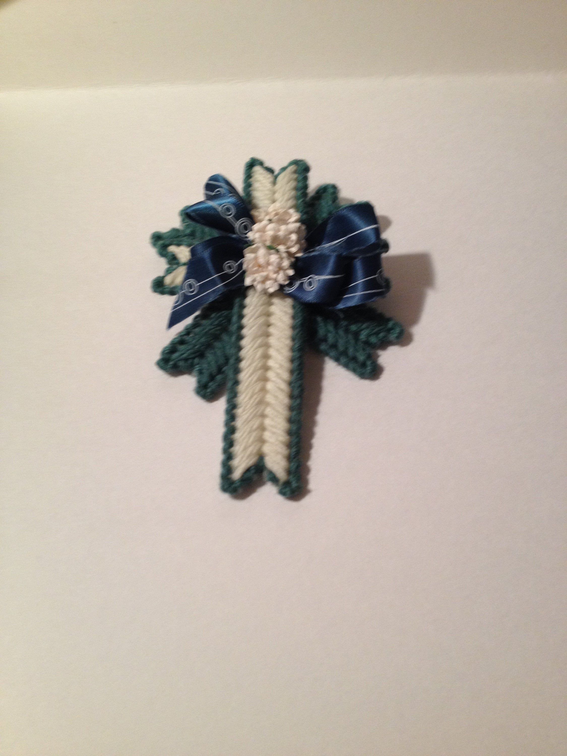 5" Small Layered Aqua/Teal Cross Pet allergies, Teal