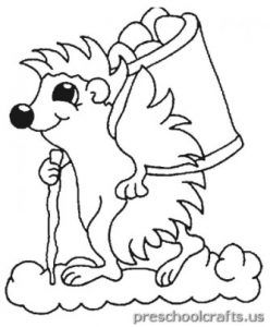 Hedgehog Coloring Pages for Kids Preschool and Kindergarten Animal