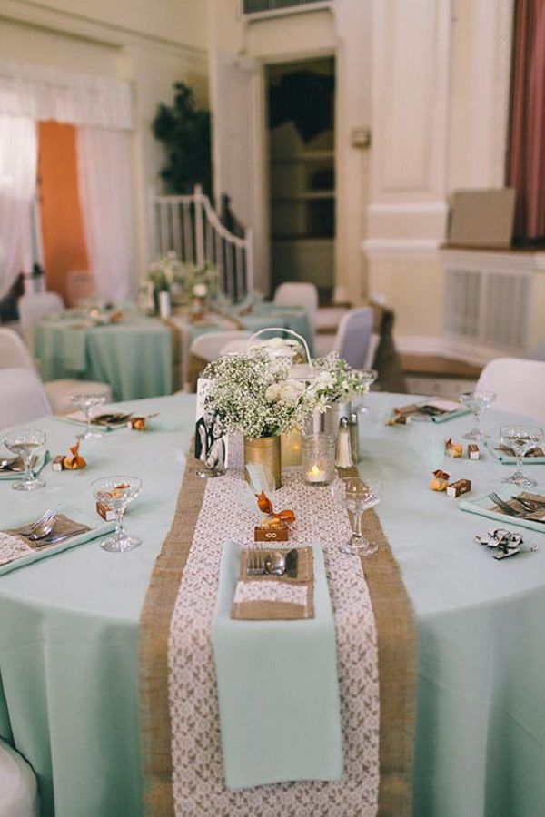 30 Rustic Wedding Ideas With Burlap Touches Beautiful Mint Burlap And Lace Wedding Ideas Http Www Deerpearlflowers