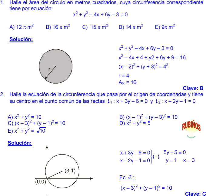 Ecuación De La Circunferencia Ejercicios Resueltos Circunferencia Ecuaciones Fórmulas De Geometría