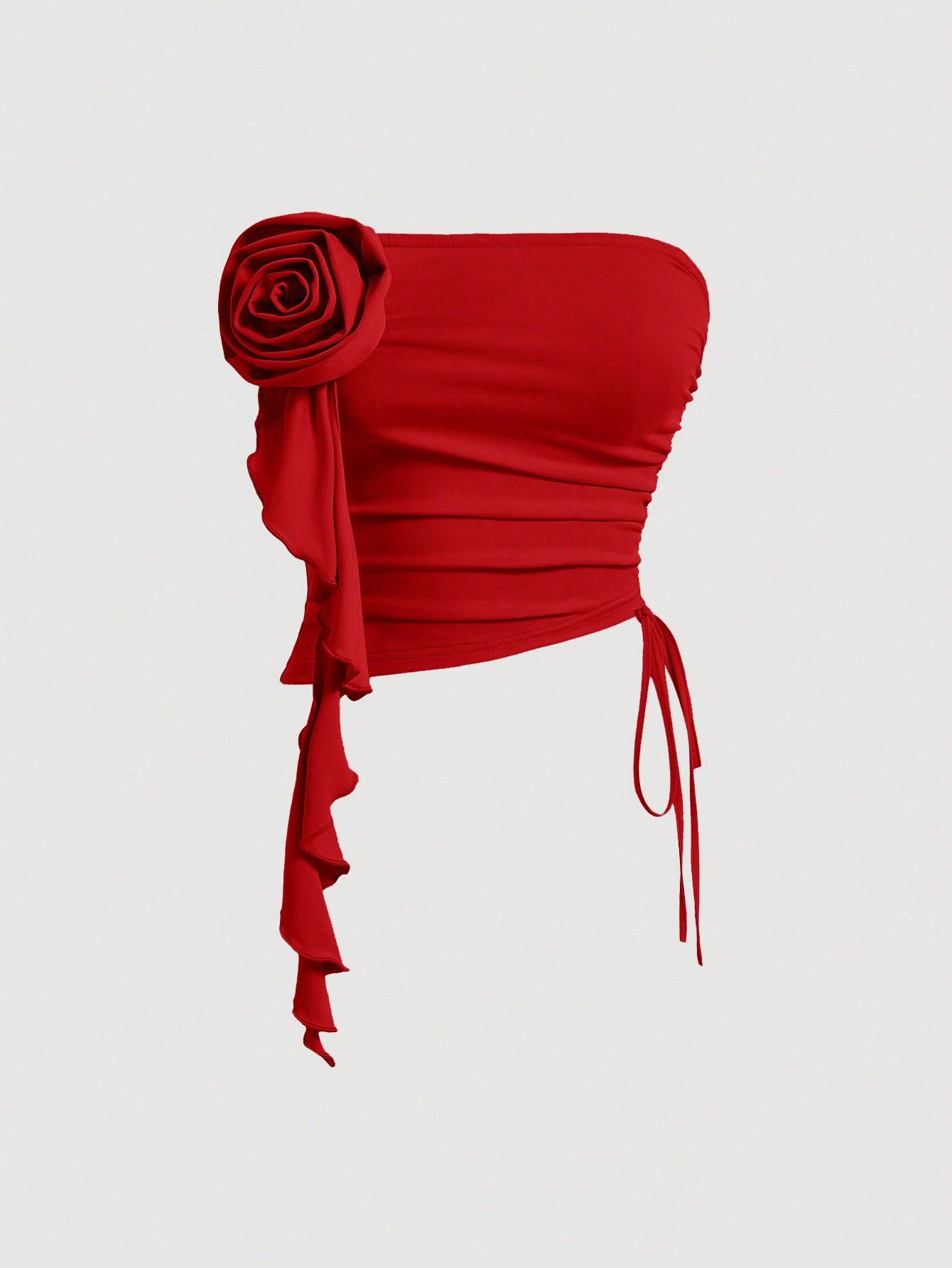 Top Tubo Recortado Con Flores Est reo Y Detalle Fruncido Con Cord n top-tubo-recortado-con-flores-est-reo-y-detalle-fruncido-con-cord-n