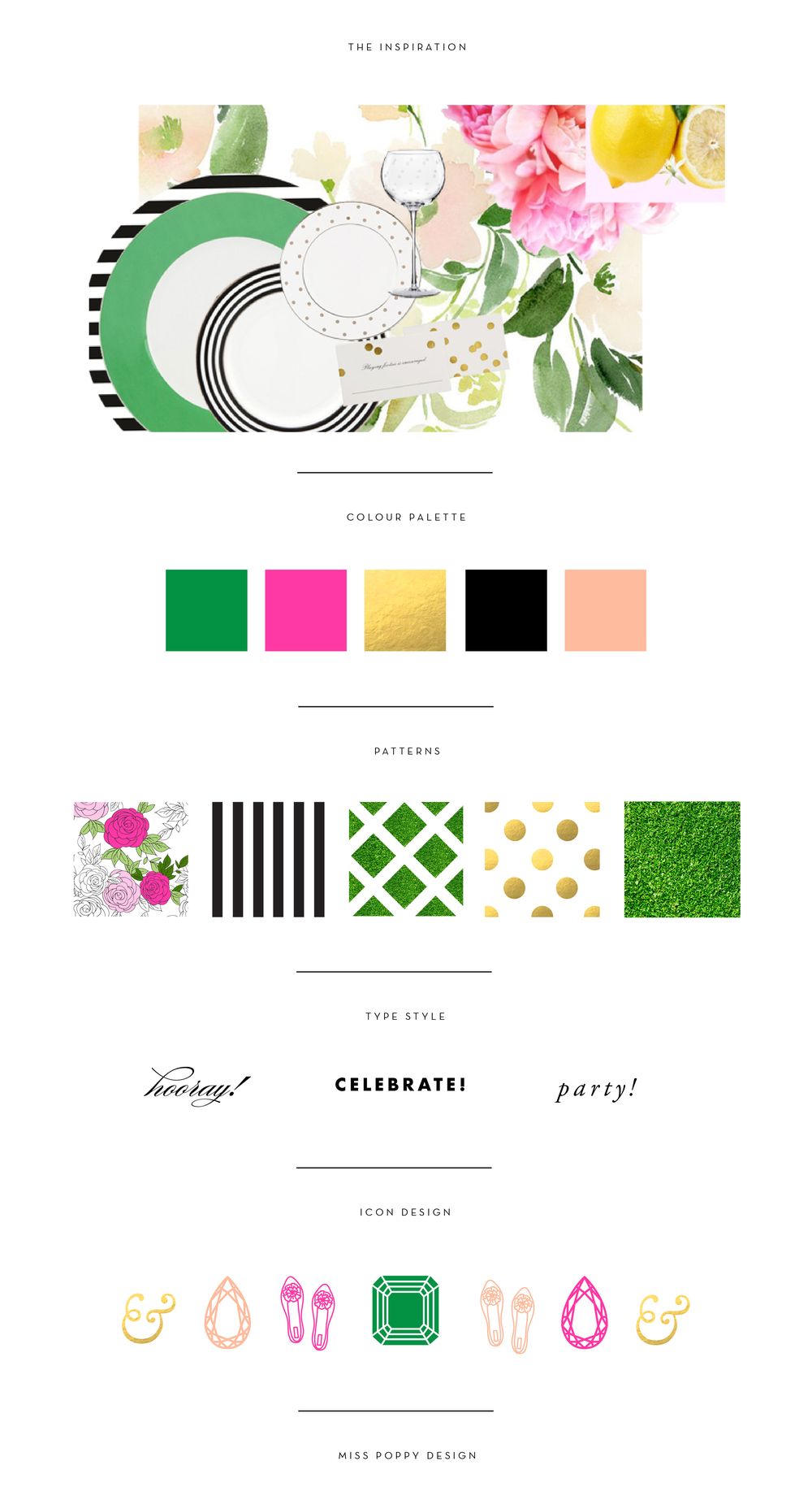 MISS POPPY DESIGN BRAND BOARD / COLOUR PALETTE / PATTERN