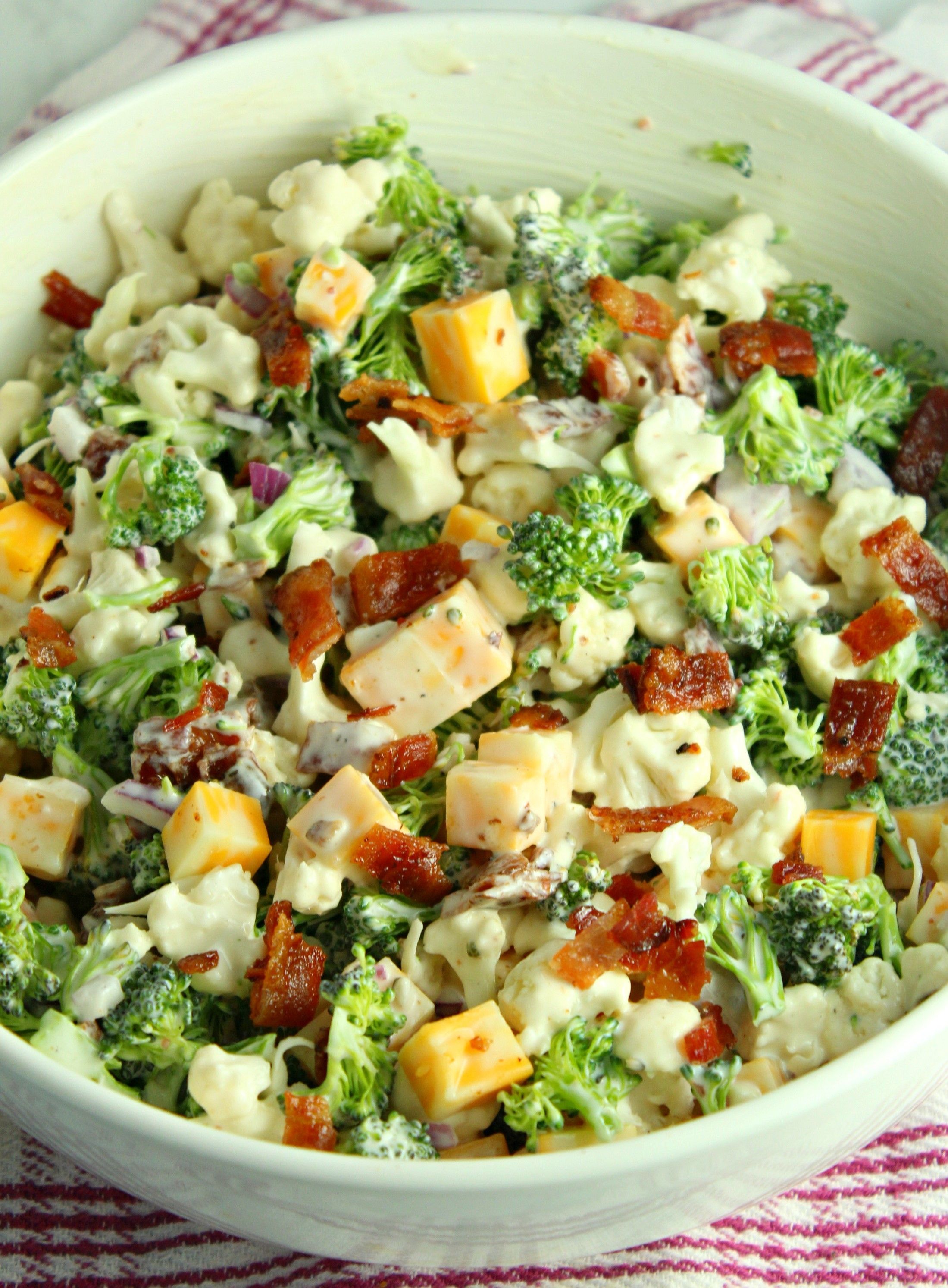 Keto Broccoli Cauliflower Salad With Cheese