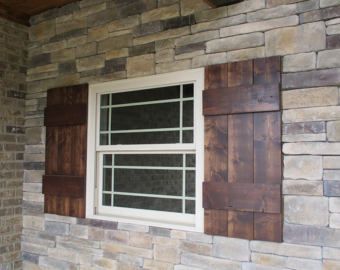 Thick Rustic Exterior Wood Shutters (Set of 2) | Front of House ... Thick Rustic Exterior Wood Shutters (Set of 2) | Front of House ...