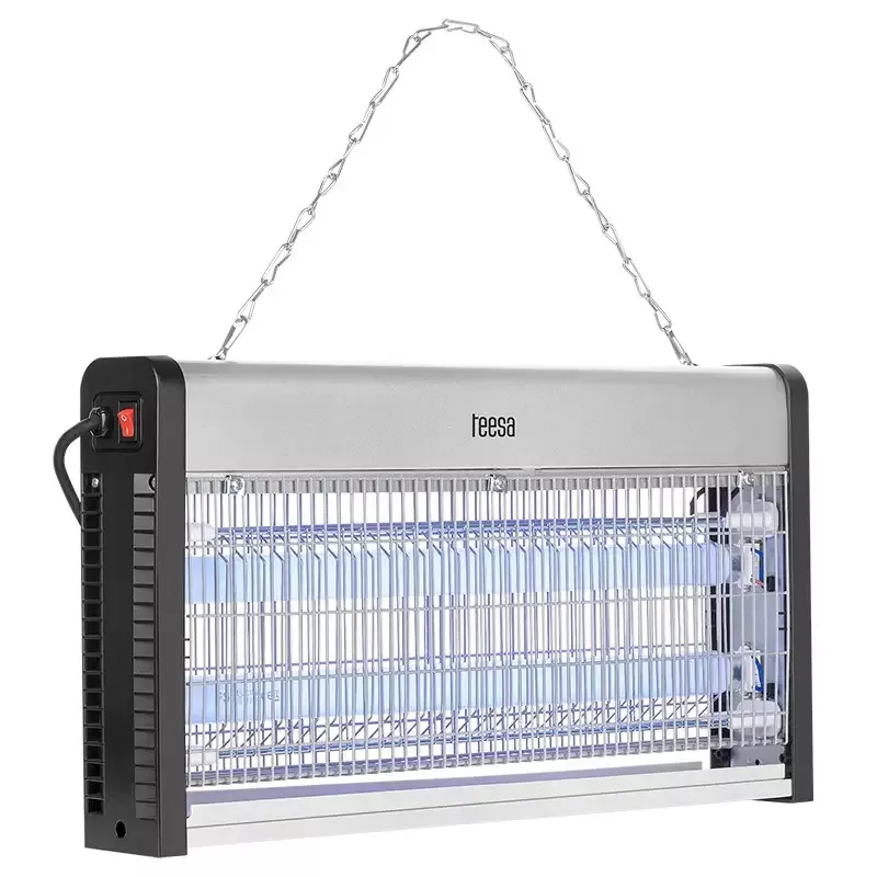 Lampa UV impotriva insectelor Teesa, 2 x 15 W, 486 x 72 x 264 mm, aluminiu/metal/ABS, tava detasabila, raza actiune 100 m2.Specificatii tehnice:Material: ABS, aluminiu, metalDimensiuni: 486 x 72 x 264 mmLampa: UV-A T5 cu diametru 26 mm, soclu G13Puterea lampilor fluorescente: 2 x 15 WDurata de viata a lampii: pana la 5000 hSuprafata de actiune: 100 m2Putere max.: 39 WTensiune de electrocutare insecte: 2000-2500 VLungime cablu de alimentare: 75 cmAlimentare: 220-240 V ~ 50/60 HzCarcasa solidaTava 100 M2, Kate Spade Crossbody, Agate, Box, Metal, Products, Insects, Snare Drum, Agates